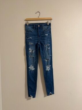 American Eagle Outfitters Ripped Dark Blue Skinny Jeans